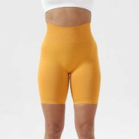 Women Solid Yellow Regular Gym Shorts