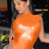 metallic orange bodysuit