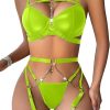 shiny green lingerie for women