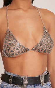 Silver Body Bra Chain Jewellery