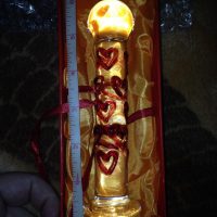 Glass Pleasure Wand Dildo with Mushroom Tip