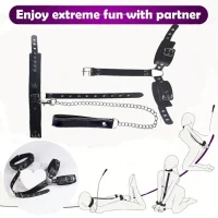 Leather Bondage Collar & Cuff Set For Women