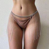 Silver Rhinestones Tassels Belly Belt Waist Chain