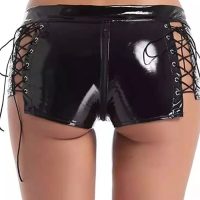 Women’s Black Latex 2 pc Strappy Lingerie