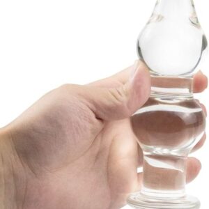 Big Crystal Glass Anal Plug Sex Toy With 2 Beads