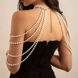 Beautiful Multilayered Pearl Shoulder Body Chain