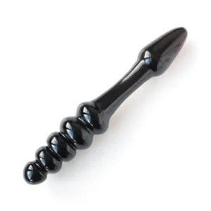 Black Arrow Glass Dildo With 5 Beads