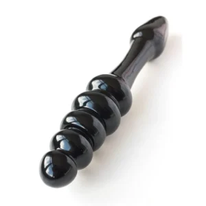 Black Arrow Glass Dildo With 5 Beads