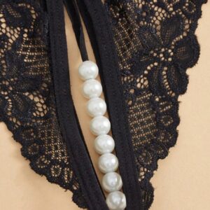 Pearl-Embellished, Open-Crotch Sexy Thong