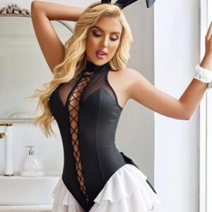 Women’s Latex Bunny Role Play Costume Bodysuit